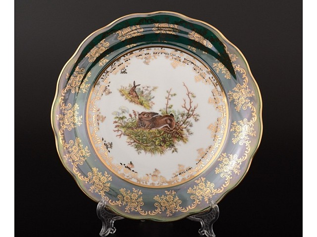 Набор тарелок 21 см Охота Зеленая SYKORA 6 шт