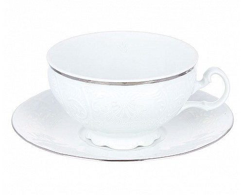 Набор чайных пар на 6 персон 360 мл Бернадотт Платиновый узор 