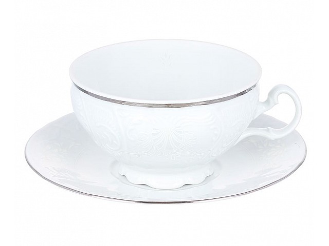 Набор чайных пар на 6 персон 360 мл Бернадотт Платиновый узор 