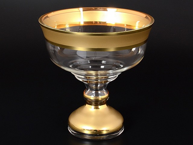 Конфетница на ножке Матовая полоса B-G фон Bohemia Crystal 16 см