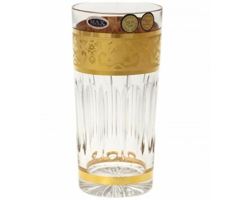 Набор стаканов для воды 350 мл Золотые узоры Max Crystal Золото 6 шт
