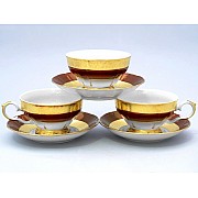 Набор чайных пар 230 мл Магнолия Золотая полоса Рубин MZ (6 пар)