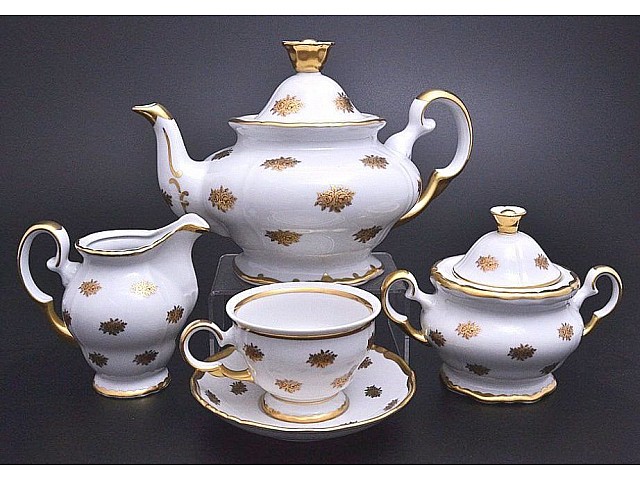 Чайный сервиз Анжелика Золотая роза Мелкие цветы MZ на 6 персон