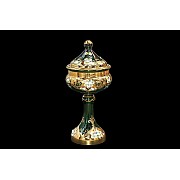 Конфетница с крышкой 40 см Bohemia Лепка Зеленая E-V