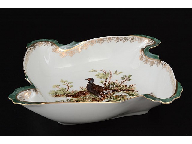 Салатник квадратный Охота зеленая Queens Crown 27 см