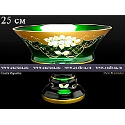 Фруктовница на ножке 25 см Bohemia Лепка Зеленая B-L