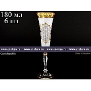 Набор фужеров для шампанского 180 мл Виктория Версачи Стразы R-G фон Bohemia 6 шт