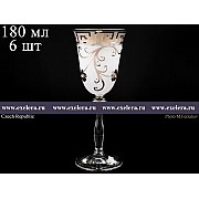 Набор бокалов для вина 185 мл Анжела Костка Кутка платина R-G фон Bohemia 6 шт