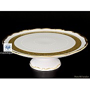 Тарелка для торта на ножке 30 см Анжелика Золотая лента MZ