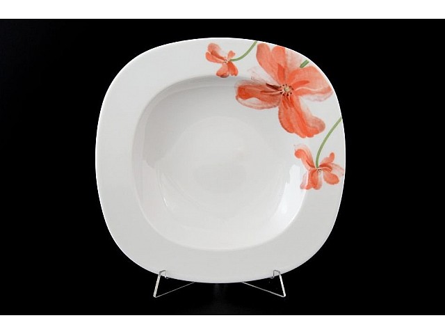 Набор тарелок глубоких 23 см Thun Леон Красные маки 6 шт