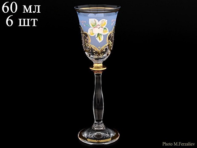 Набор рюмок для водки 60 мл Анжела U-R фон синий Bohemia Crystal