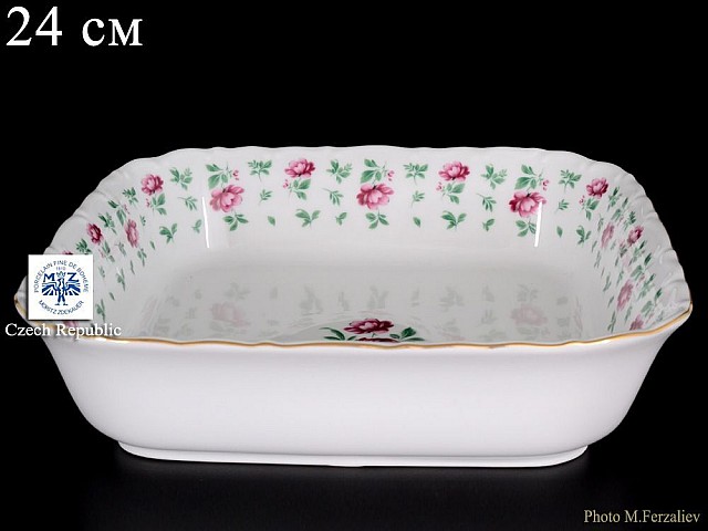 Салатник квадратный 24 см Офелия Плетистая роза Лагуна Отводка золото MZ