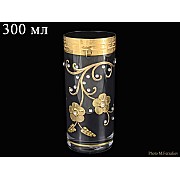 Стакан для воды 300 мл Bohemia Crystal Лист с камнями M-H фон черный