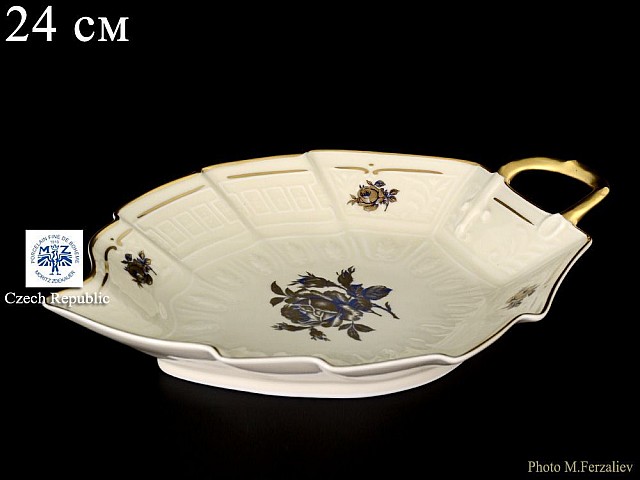 Салатник Лепесток 24 см Анжелика Слоновая кость синяя Роза MZ