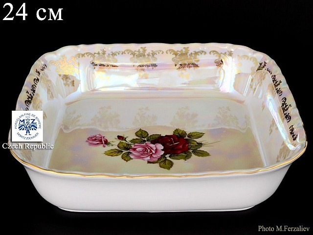 Салатник квадратный 24 см Офелия Роза перламутр MZ