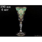 Набор бокалов для вина 190 мл Виктория зеленый фон K-A Bohemia 6 шт