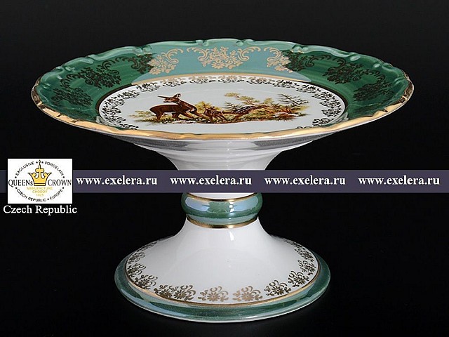 Конфетница 17 см Охота зеленая Корона Queens Crown