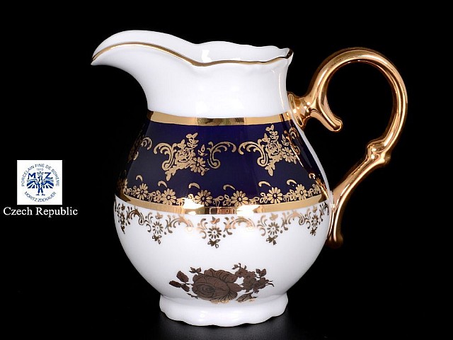 Молочник Офелия Золотая роза Кобальт Мелкий узор MZ