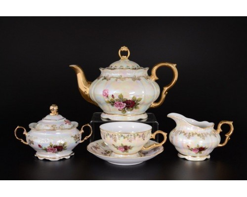 Чайный сервиз Грант Роза перламутр MZ на 6 персон