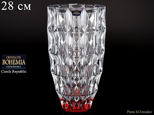 Ваза для цветов Diamond Crystalite Bohemia красная 28 см