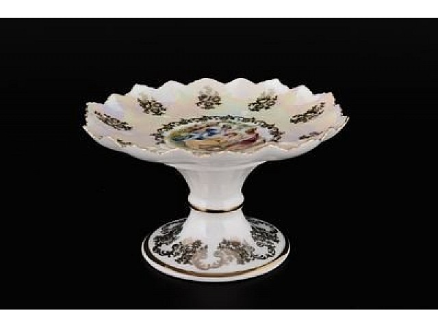 Конфетница на ножке Мадонна перламутр Корона Queens Crown 17 см