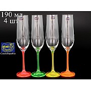 Набор фужеров для шампанского 190 мл Арлекино Неон Bohemia Crystal (4 шт)