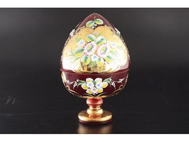 Конфетница с крышкой 24 см Bohemia Bohemia Crystal Лепка Красная E-S