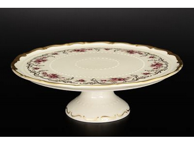 Тарелка для торта на ножке Анжелика Слоновая кость Амадеус MZ