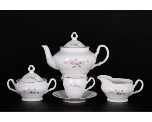 Чайный сервиз Лиана Серая роза золото MZ на 6 персон