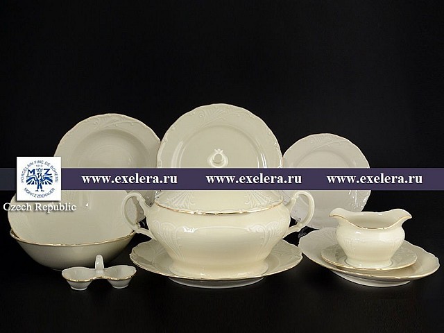 Столовый сервиз Лиана Белый узор слоновая кость MZ на 6 персон 26 предметов