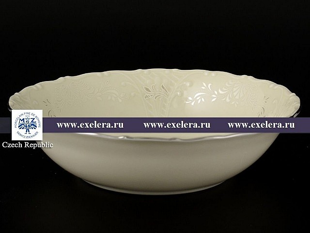 Набор салатников 19 см Лиана Платиновый узор слоновая кость MZ 6 шт