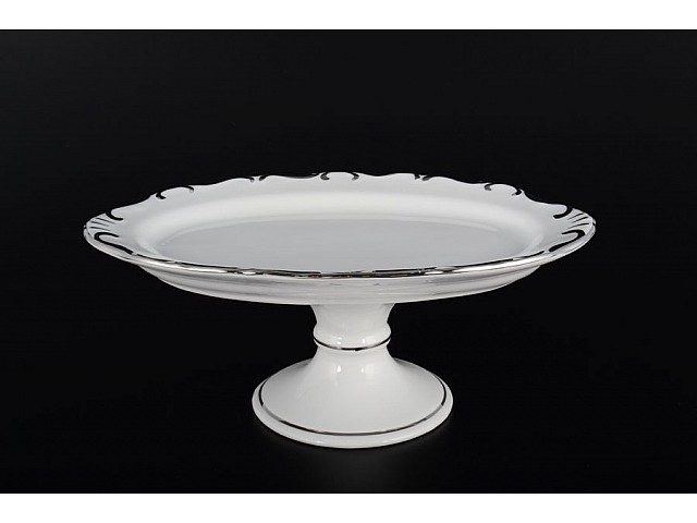 Блюдо овальное 25 см на ножке Платиновый узор Корона Queens Crown