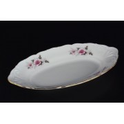 Блюдо овальное 26 см Лиана Серая роза золото MZ