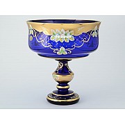 Фруктовница на ножке Лепка Синяя B-L Bohemia 28 см