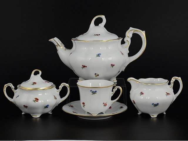 Чайный сервиз Болеро Мелкие цветы Royal Czech Porcelain на 6 персон