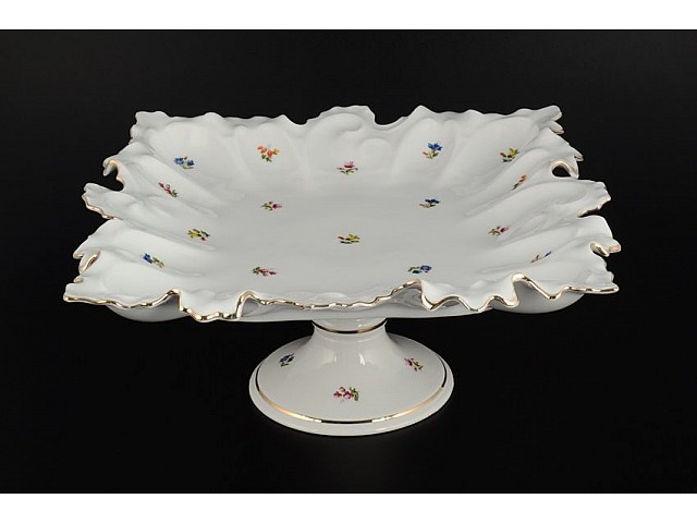 Блюдо на ножке Мелкие цветы отводка золото Queens Crown 41 см