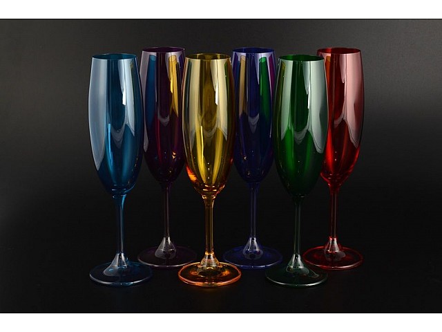 Набор цветных фужеров Klara Crystalite Bohemia 220 мл 6 шт