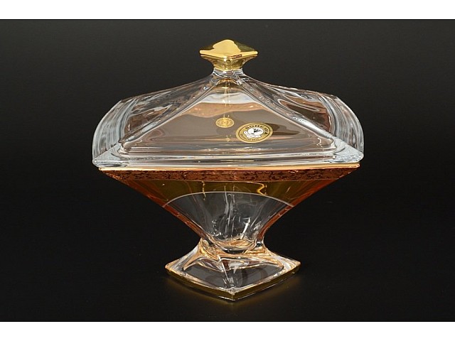 Ваза для конфет с крышкой Quadro E-S Bohemia Crystal 22 см