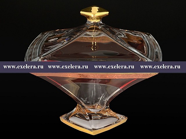 Конфетница с крышкой Quadro E-S Bohemia Crystal 22 см