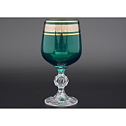 Набор бокалов для вина 230 мл Клаудия платина зеленый Bohemia Crystal 6 шт