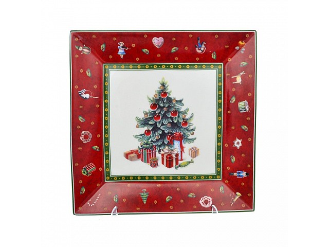 Блюдо квадратное Repast Christmas world Bordo 22 см