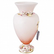 Ваза для цветов White Cristal розовая широкая 40 см