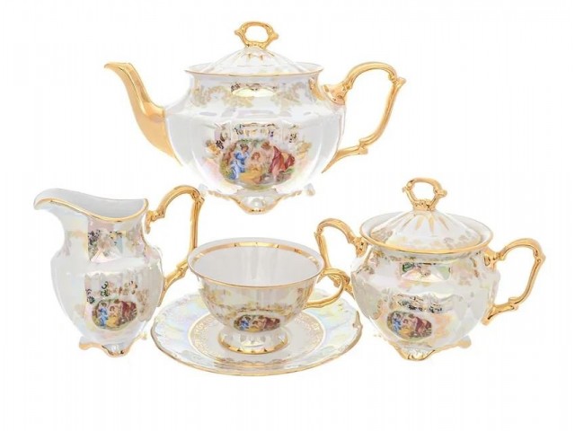 Чайный сервиз Мадонна перламутр Мария-тереза Repast 15 предметов на 6 персон