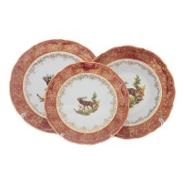 Набор тарелок Repast Охота красная Мария-тереза R-C 18 предметов