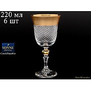 Набор бокалов для вина 220 мл Sonne Crystal Золото 6 шт
