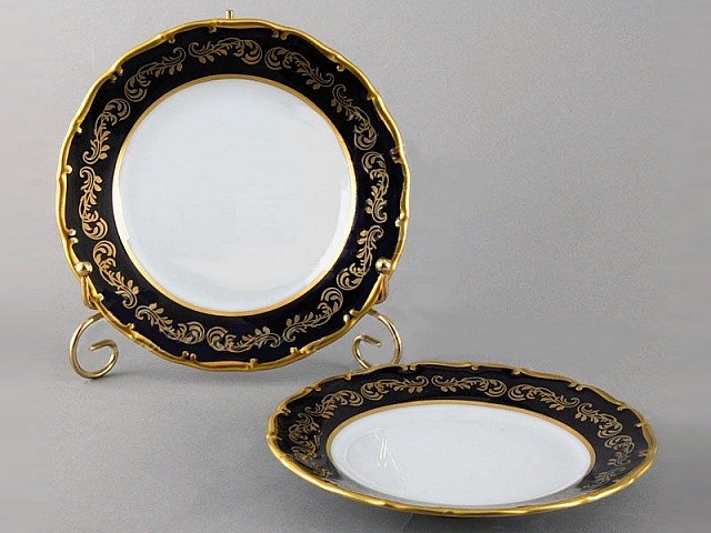 Набор тарелок 19 см Анжелика Кобальт Золотые вензеля MZ 6 шт