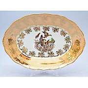 Блюдо овальное 32 см Магнолия Охота Бежевая MZ