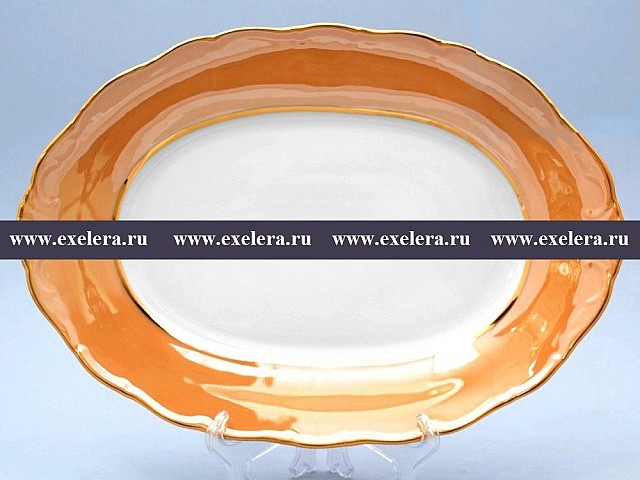 Блюдо овальное 32 см Магнолия Бежевый мрамор MZ