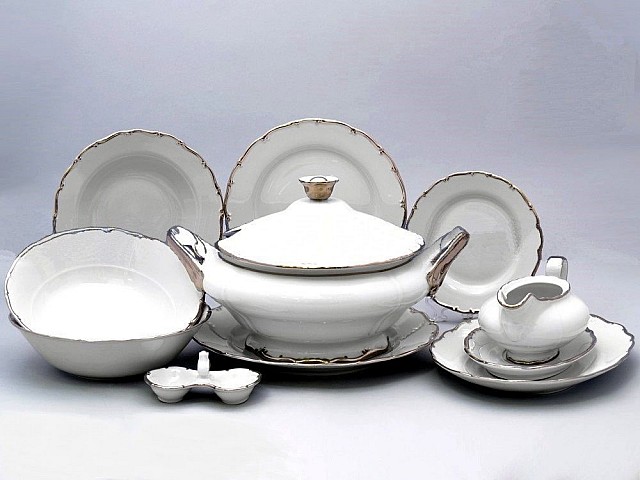 Столовый сервиз Анжелика Отводка платина MZ на 6 персон 27 предметов