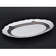 Блюдо овальное 36 см Магнолия Медуза Горгона платина MZ